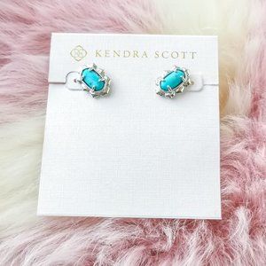 Kendra Scott Silver Piper Variegated Turquoise Magnesite Stud Earrings